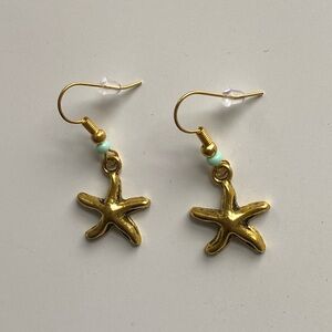 Handmade Starfish Earrings GOLD STAINLESS STEEL Beach Nautical